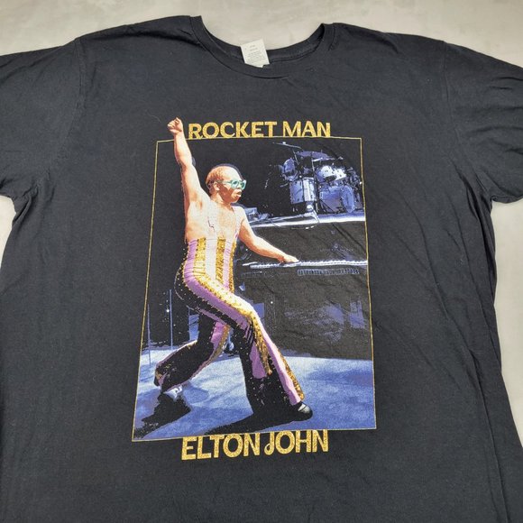 Elton John Shirt Men Extra Large Blue Cotton Crew Music Concert 70s‎ Rocketman - Picture 1 of 10